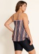 Plus Size Vintage Geometric Print Drawstring Tankini Top