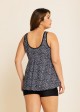 Curvy Black Polka Dot Print Modest Swimsuit And Swimwear Tankini Top