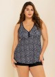 Curvy Black Polka Dot Print Modest Swimsuit And Swimwear Tankini Top