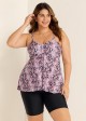 Plus Size Snake Skin Print Tankini Swimsuit Top with Sweetheart Neckline