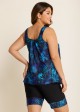 Curvy Blue Floral Modest And Sporty Swimsuit And Swimwear Tankini Set