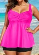 Hot Pink Twist Front Charming Tankini Top