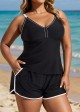 Black And White Sporty Comfortable Plus Size Tankini Top