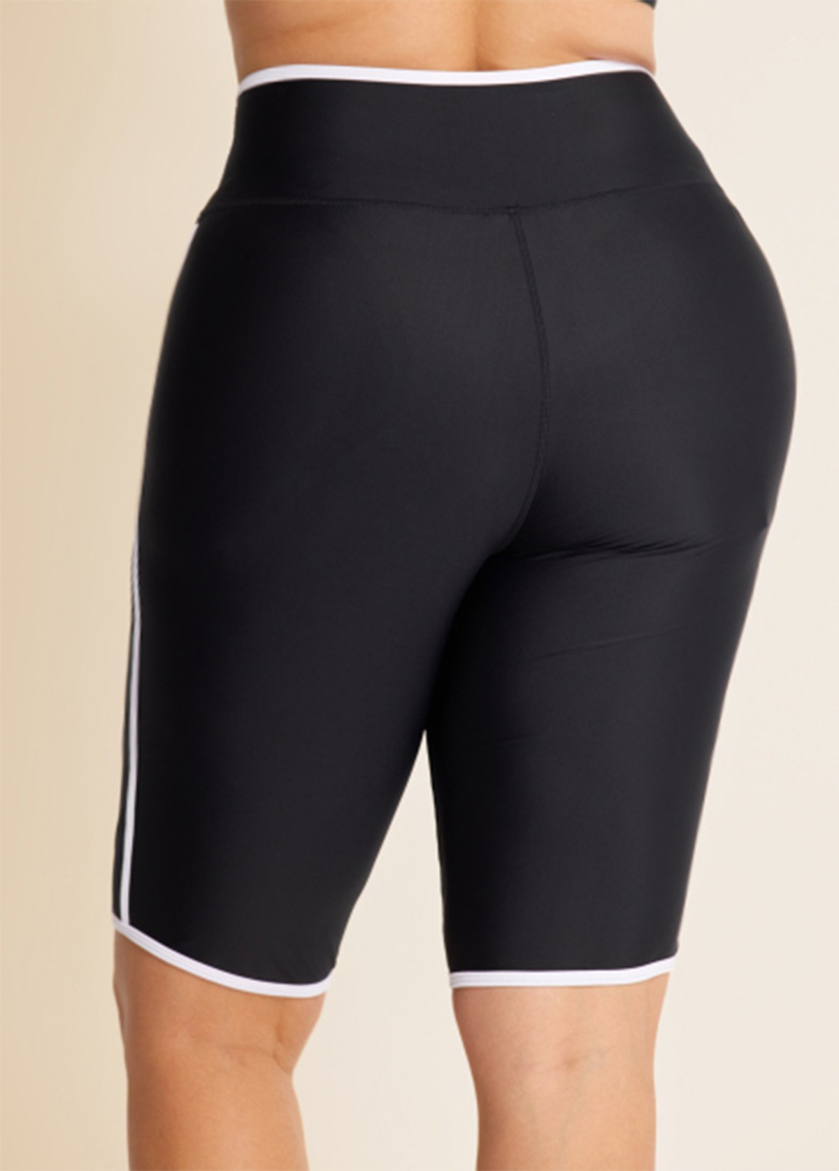 Black And White Striped Plus Size Swimsuit Bottom Capri Pants