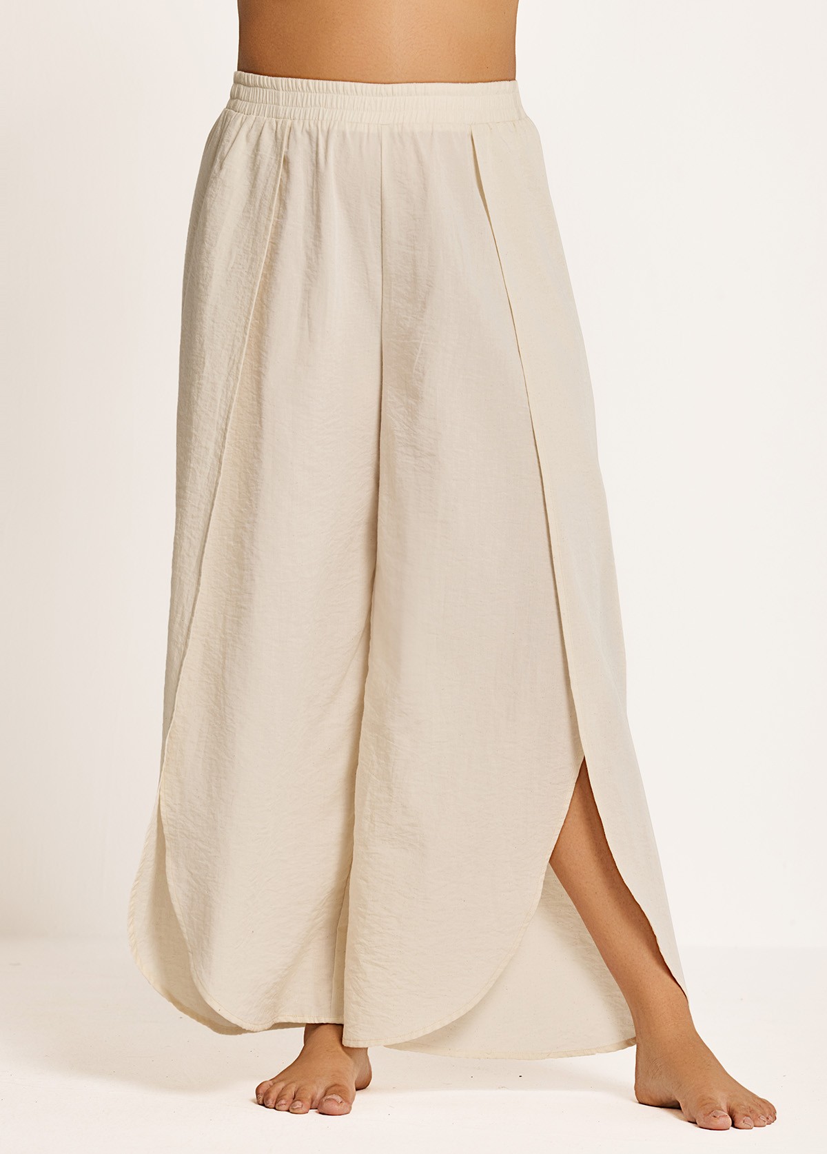 White Through Side Split Plus Size Bathing Suit Cover Ups Fly Away Pants