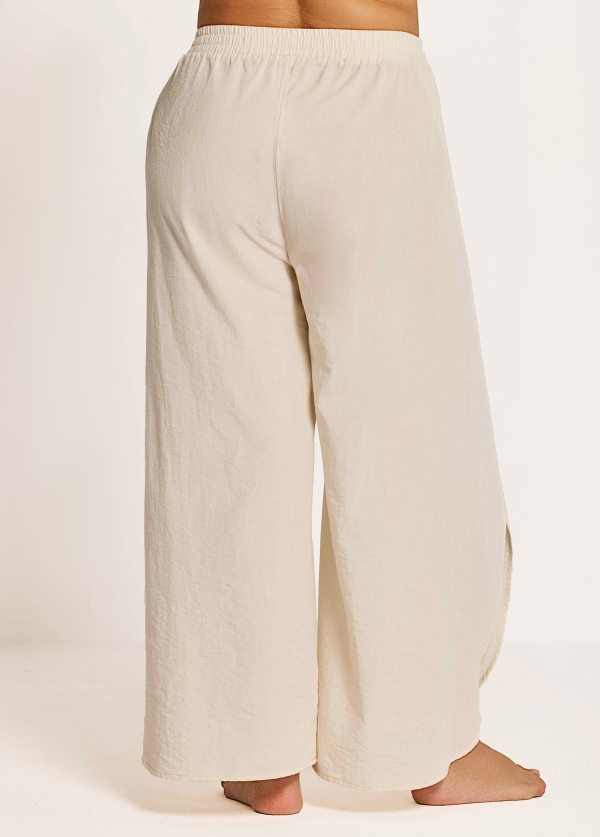 White Through Side Split Plus Size Bathing Suit Cover Ups Fly Away Pants