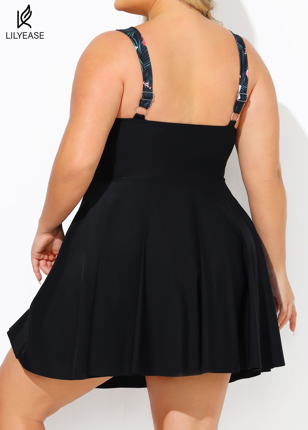 Elegant Floral Twisted Front Adjustable Lady Flowy One Piece Swimdress