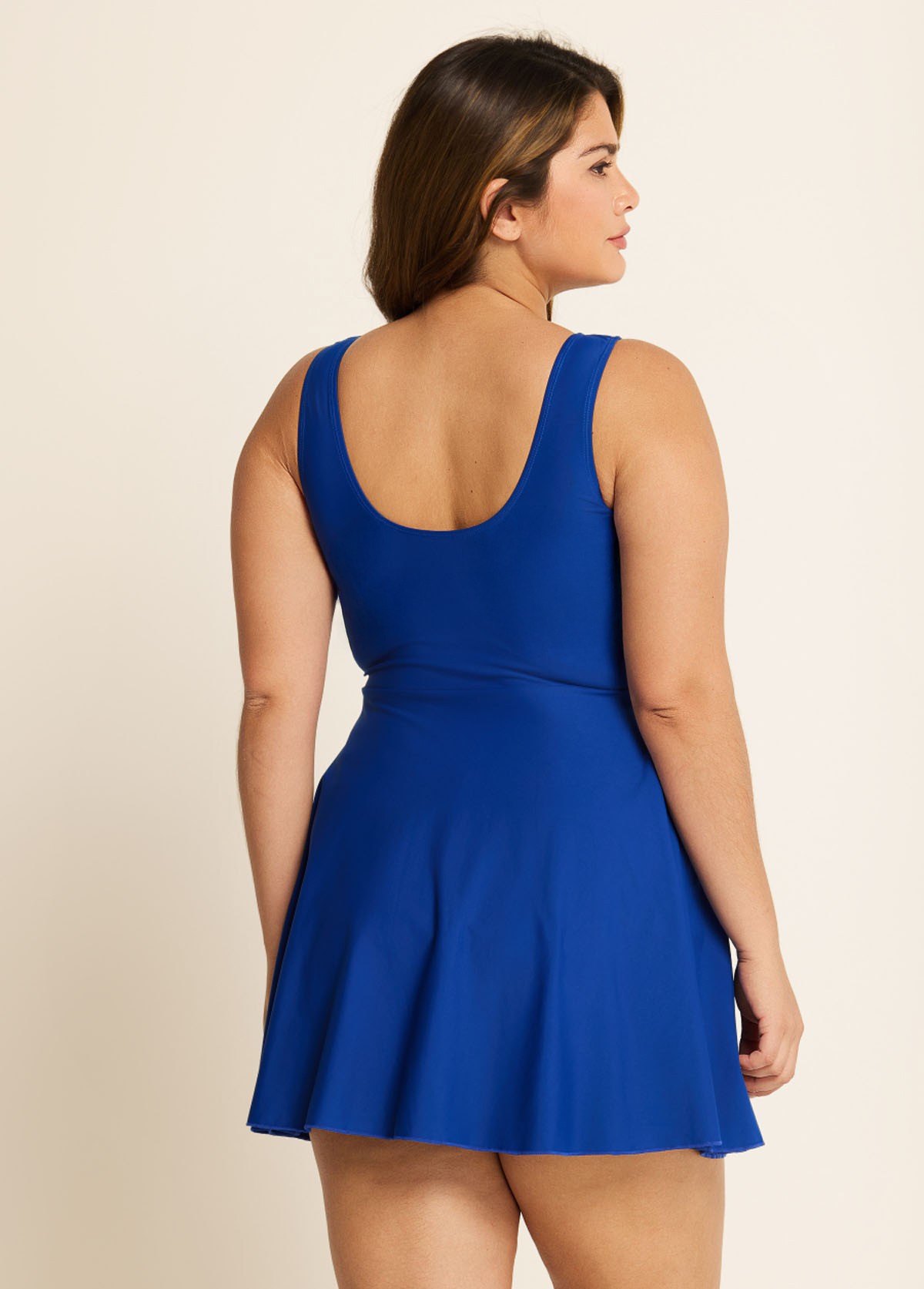 Chic U-Neck Sleeveless Sporty Swim Dress Set