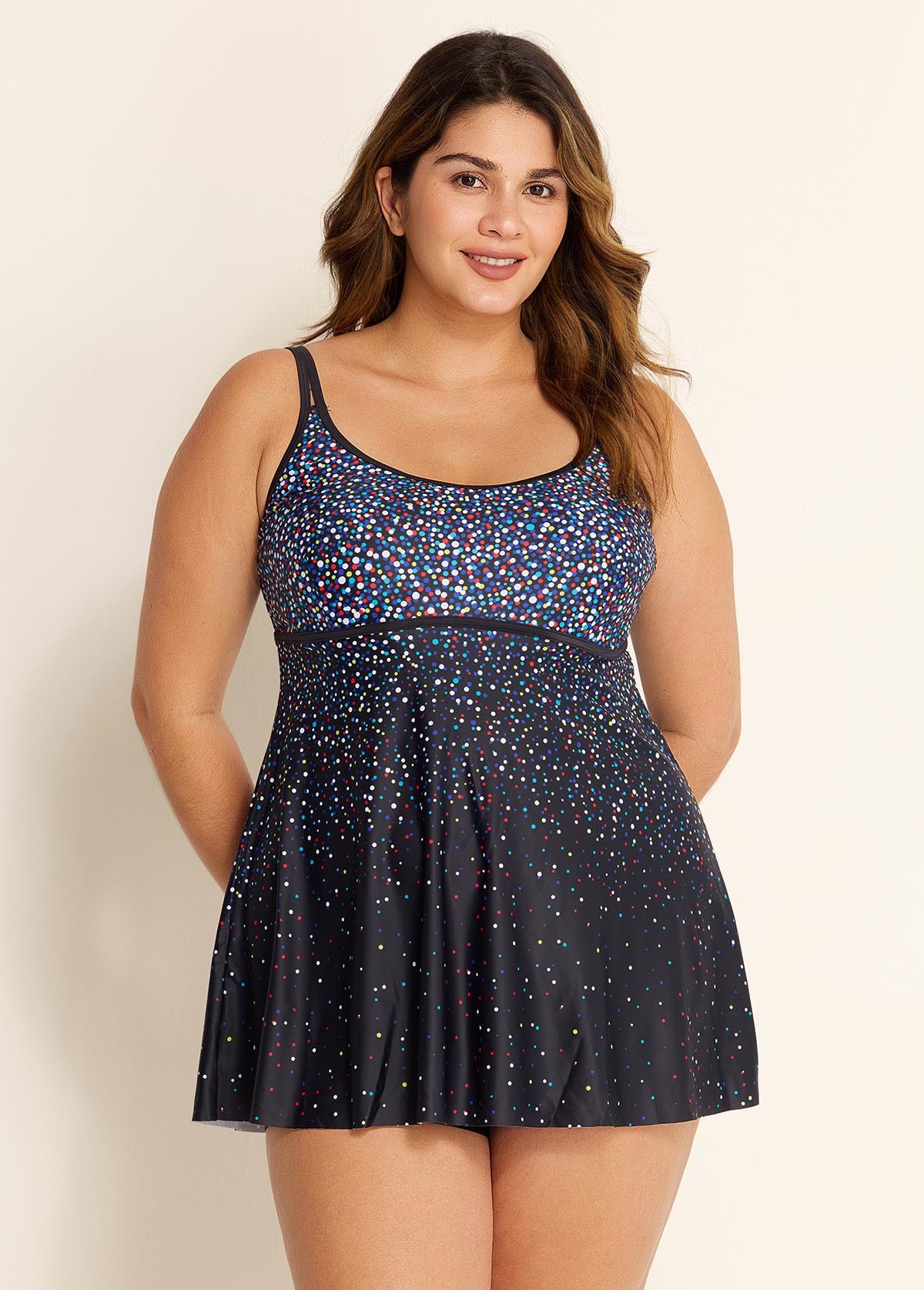 Rainbow Sprinkles Adjustable Straps Swimdress Top