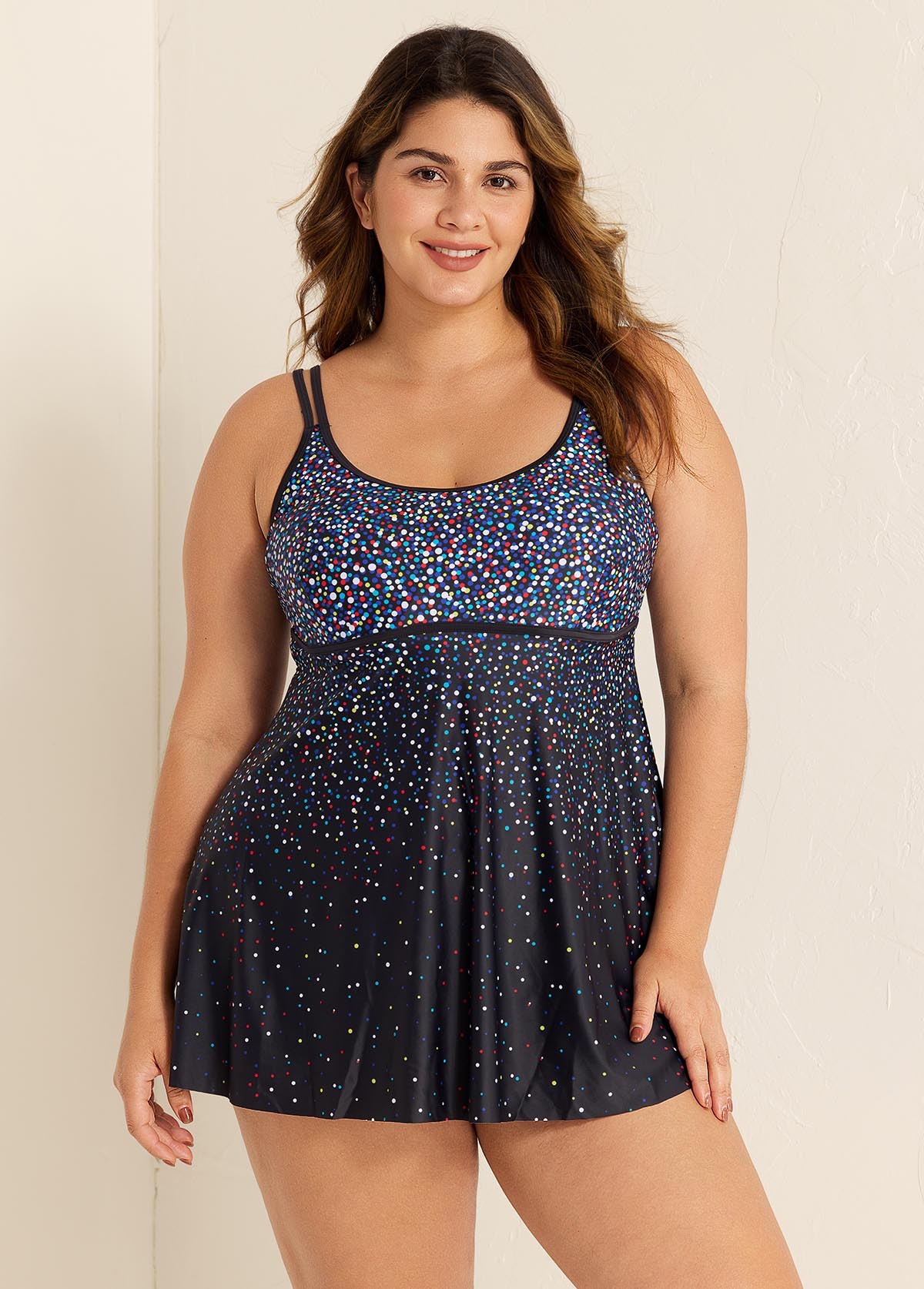 Rainbow Sprinkles Adjustable Straps Swimdress Top
