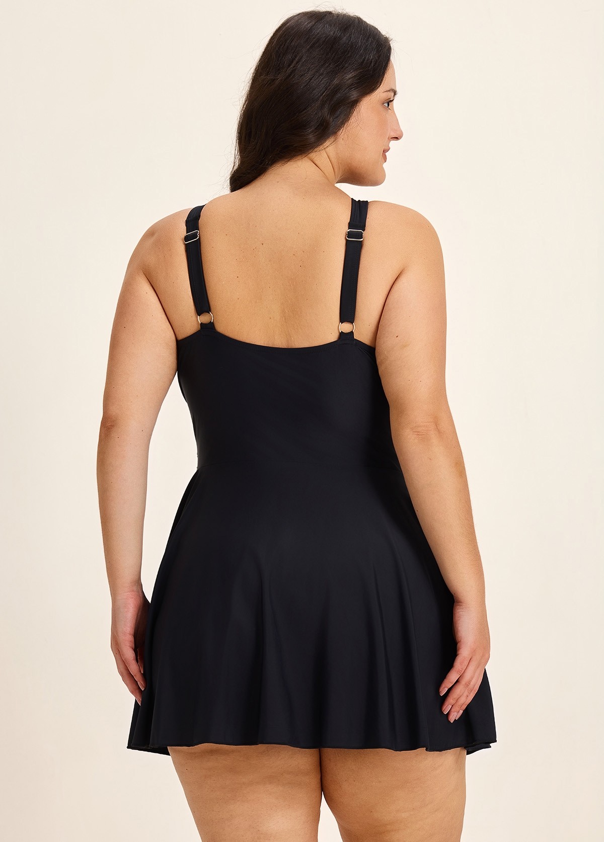 Black High Neck Side Tie With Shorts Curvy Swim Dress Swimsuit Two Pieces Swimdress Set